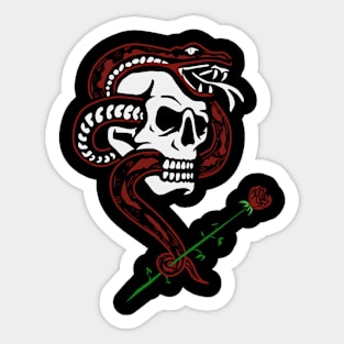 Skull snack red flower Sticker